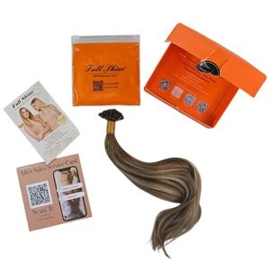Full Shine U Tip Hair Extensions 14" Ash Brown Blonde 100% Human Hair Keratin